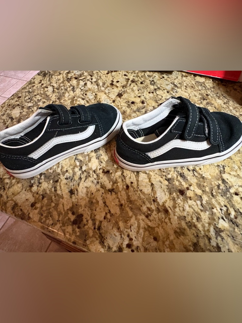 Vans Kids Black and White Velcro Skate Sneakers